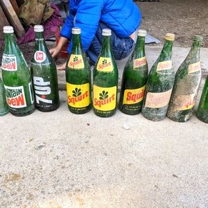 Vintage Squirt, 7Up & Mountain Dew glass bottles